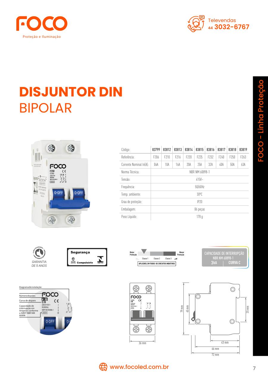 Disjuntor DIN bipolar
