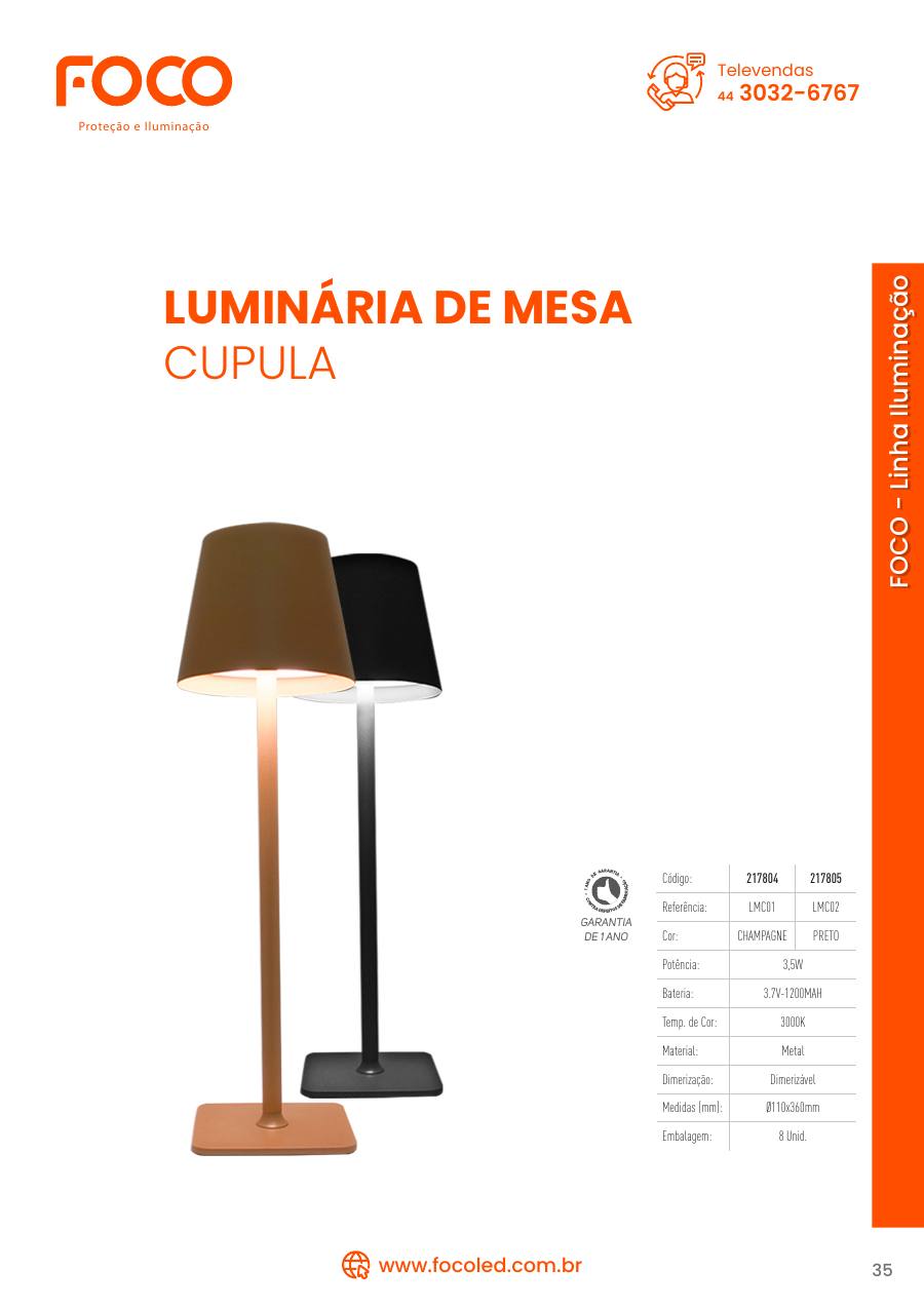 Luminária de mesa