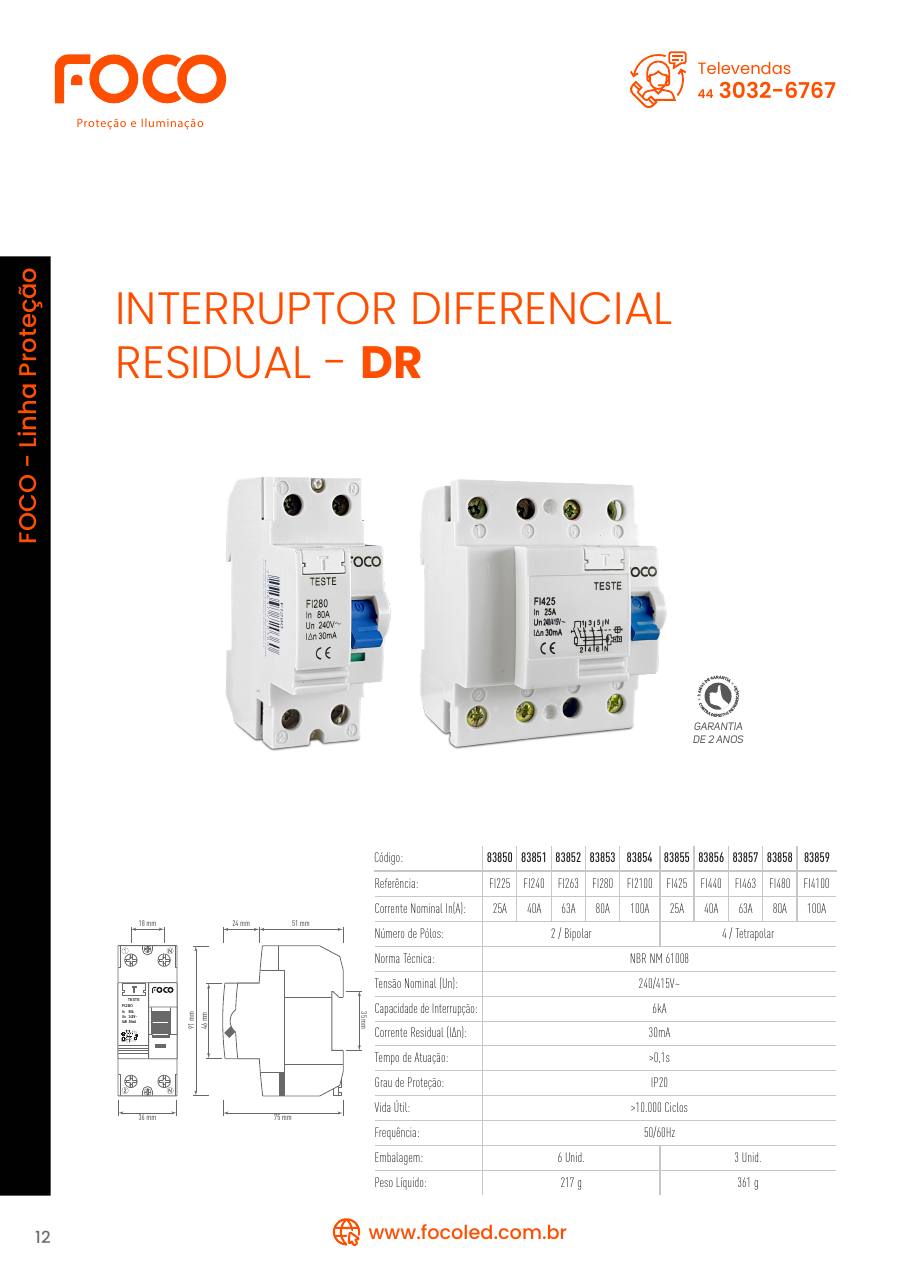Interruptor diferencial residual (DR)