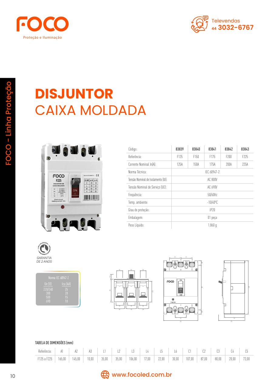 Disjuntor caixa moldada