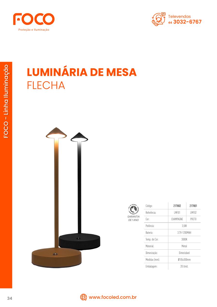 Luminária de mesa Flecha