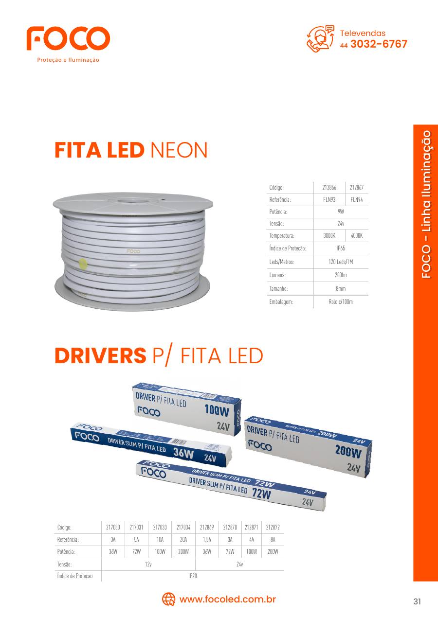 Fita LED neon e drivers