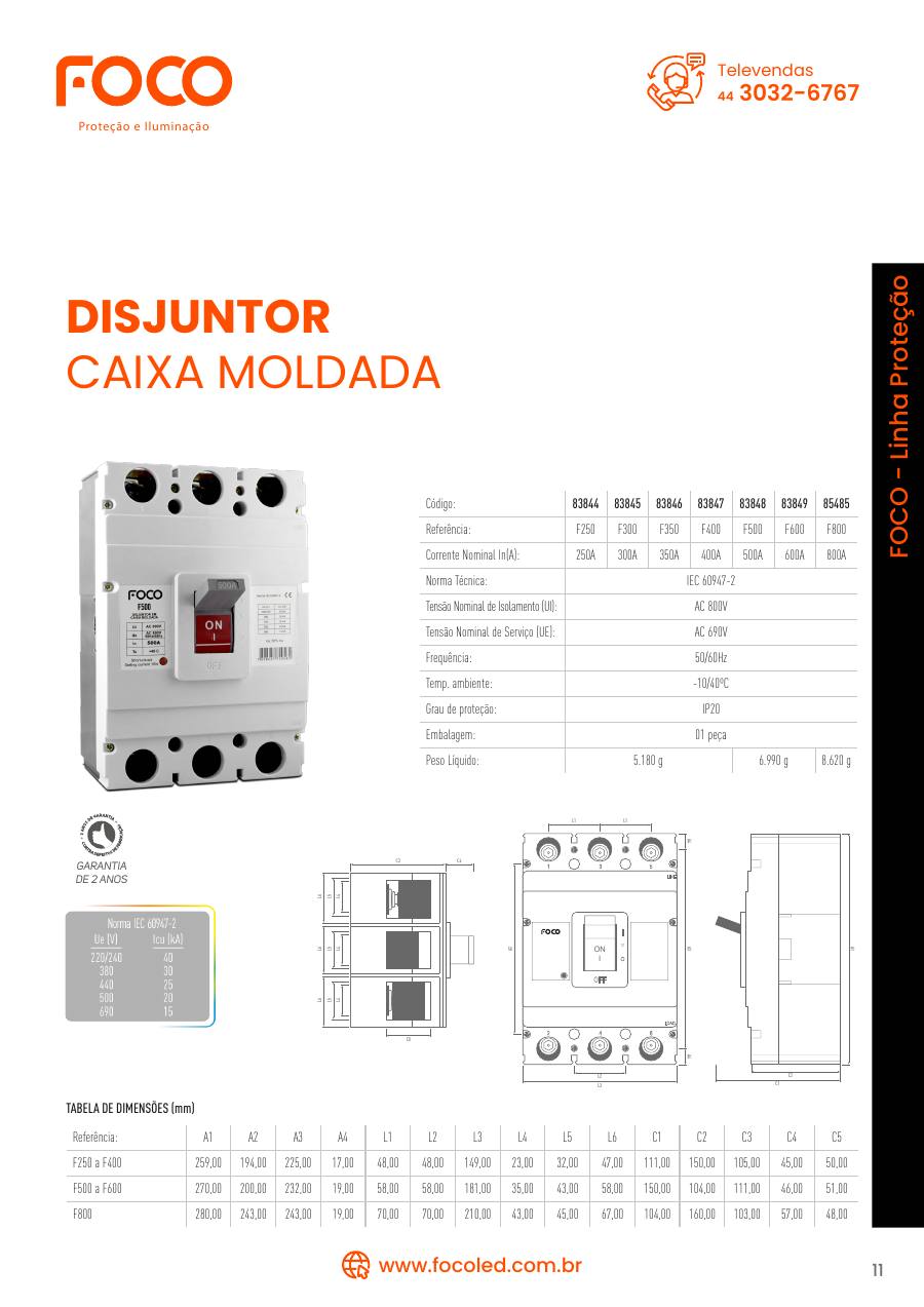 Disjuntor caixa moldada