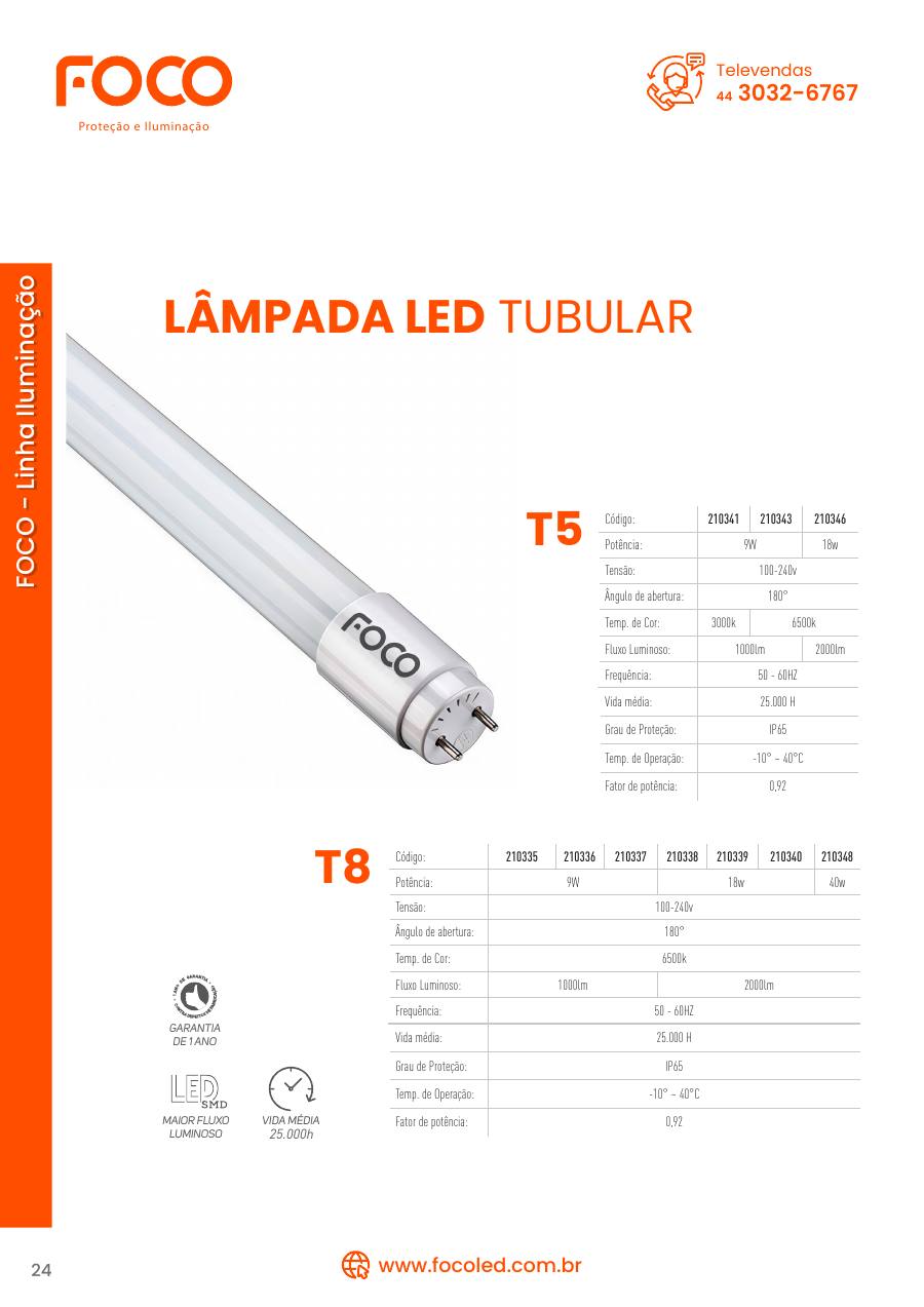 Lâmpada LED tubular